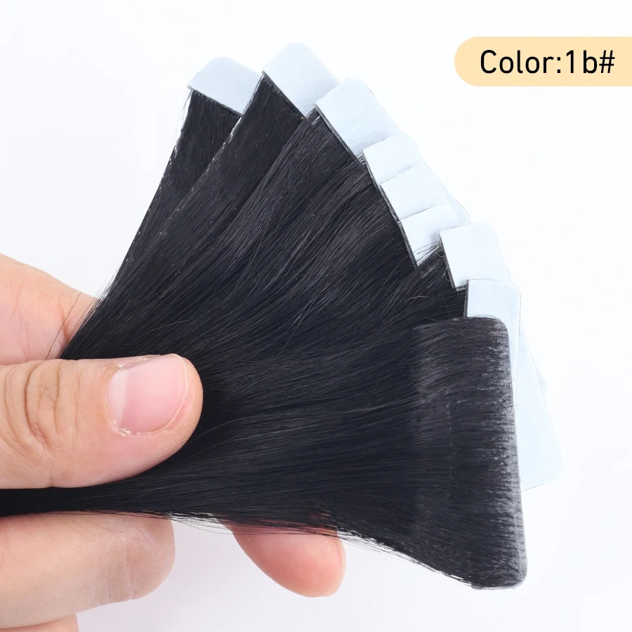 Neitsi PU Skin Weft Invisible Tape In Hair Extensions Natural Straight Human Hair 16" 20" 24" Seamless Adhesives Handtied Tape