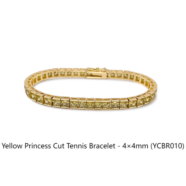 Yellow Princess Cut Tennis Bracelet - 4×4mm