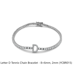 Letter D Tennis Chain Bracelet - 8×6mm, 2mm