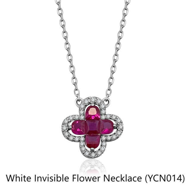White Invisible Flower Necklace