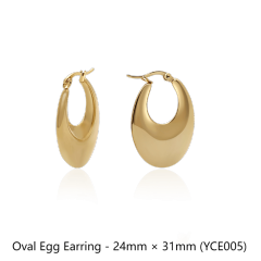 Oval Egg Earring - 24mm × 31mm