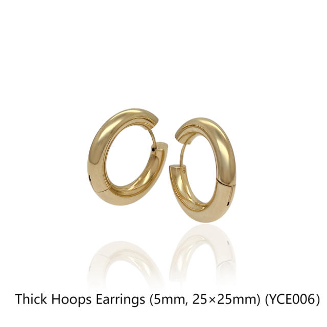 Thick Hoops Earrings (5mm, 25×25mm)