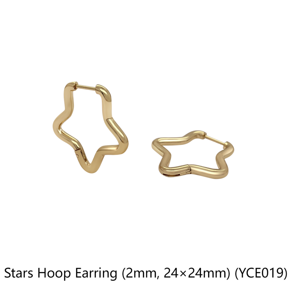 Stars Hoop Earring (2mm, 24×24mm)
