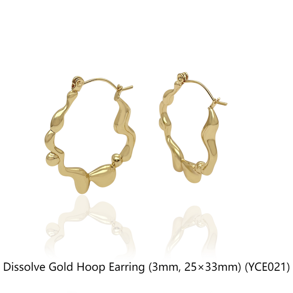 Dissolve Gold Hoop Earring (3mm, 25×33mm)