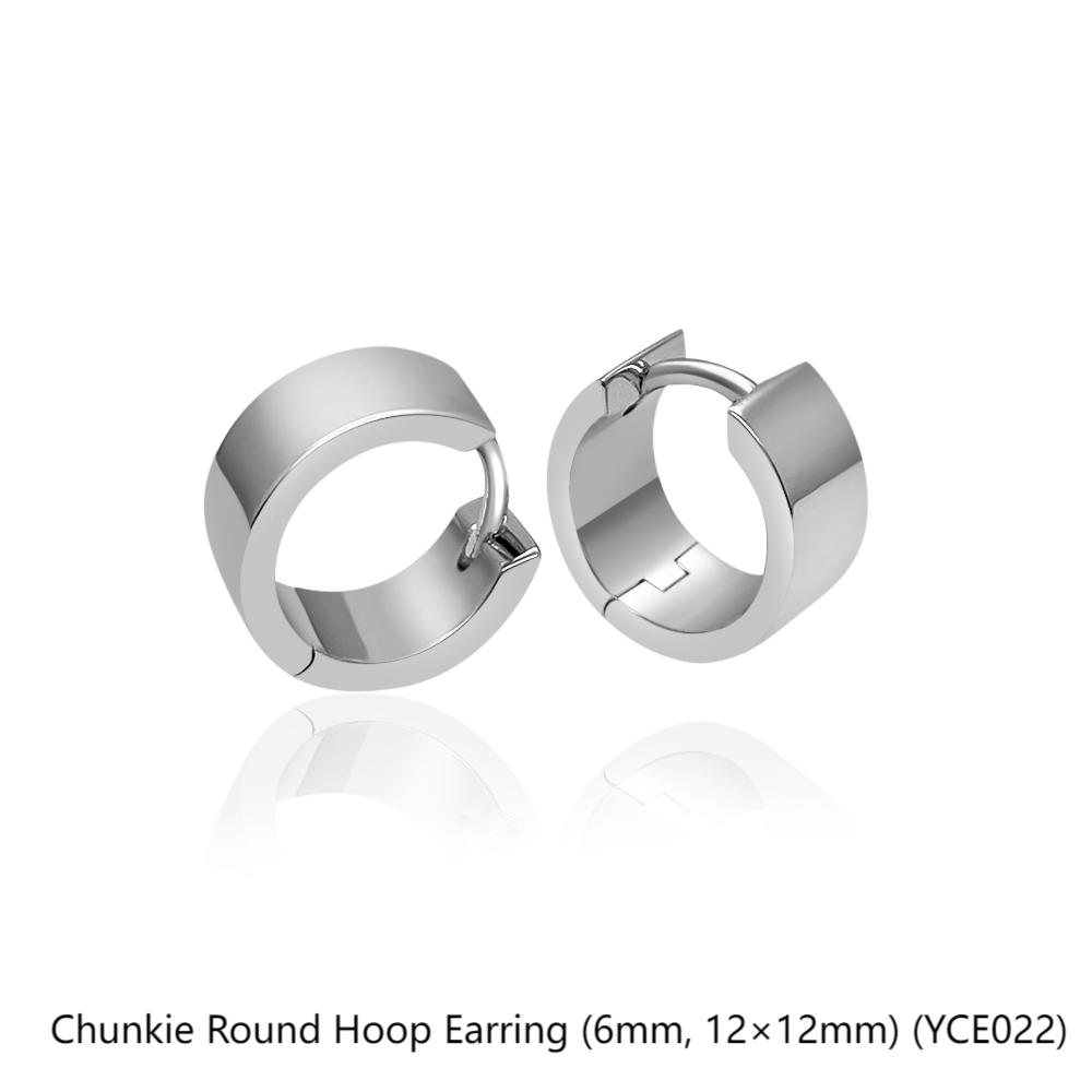 Chunkie Round Hoop Earring (6mm, 12×12mm)