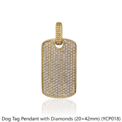 Dog Tag Pendant with Diamonds (20×42mm)