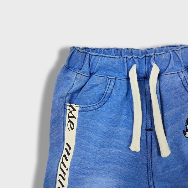 Knitted embroider denim pants