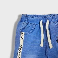 Knitted embroider denim pants