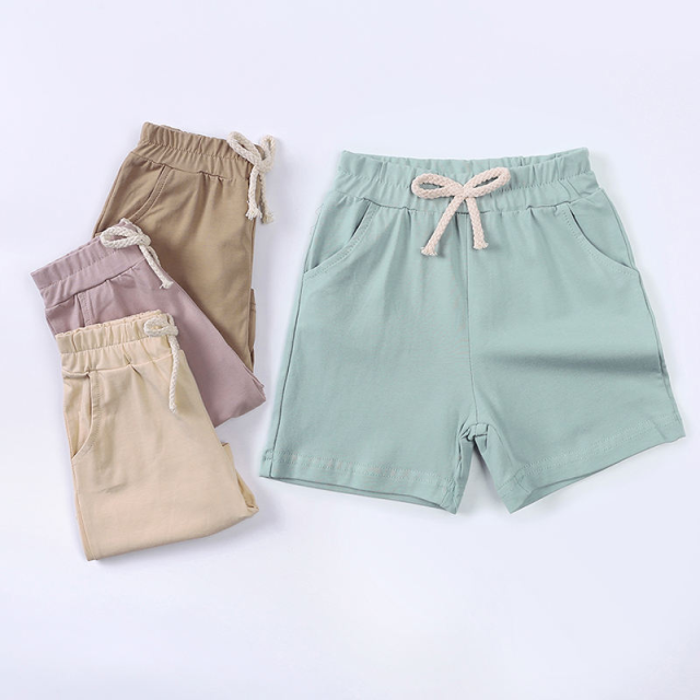 summer solid color pure cotton pants