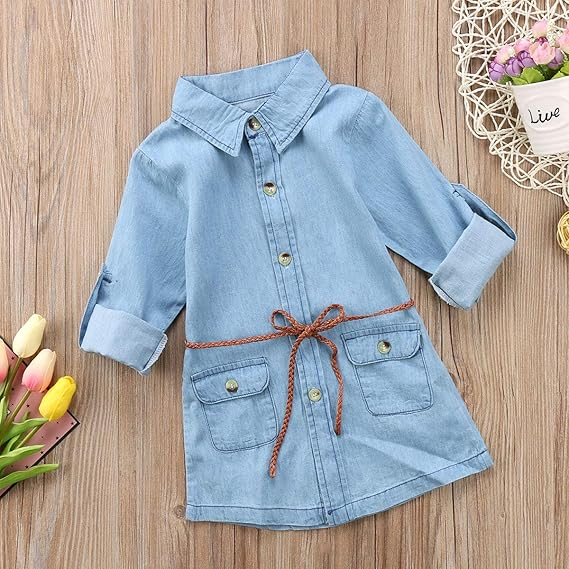 Casual Denim Baby Girls Dresses
