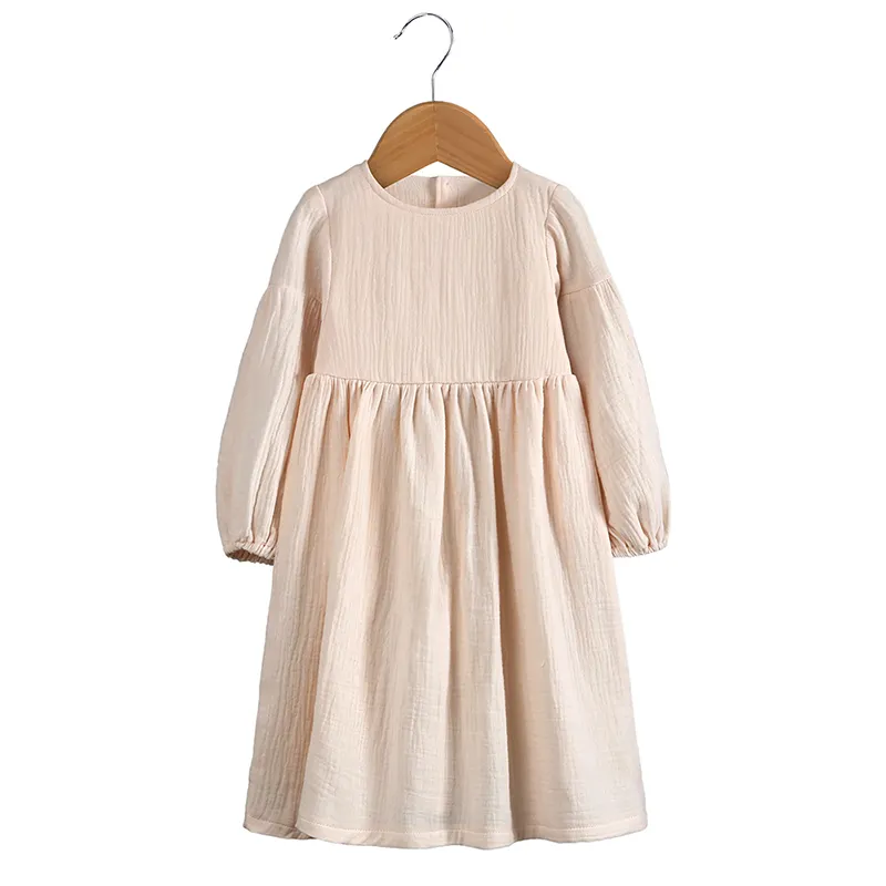 long sleeve double gauze  girls dress