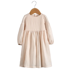 long sleeve double gauze  girls dress