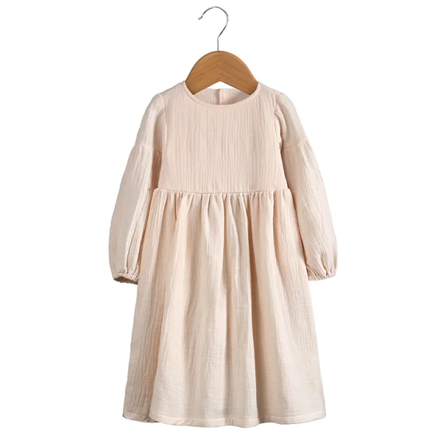 long sleeve double gauze  girls dress
