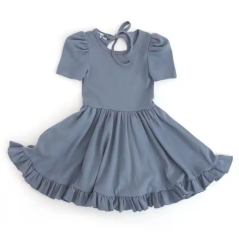 girl short sleeves with ruffle hem dress