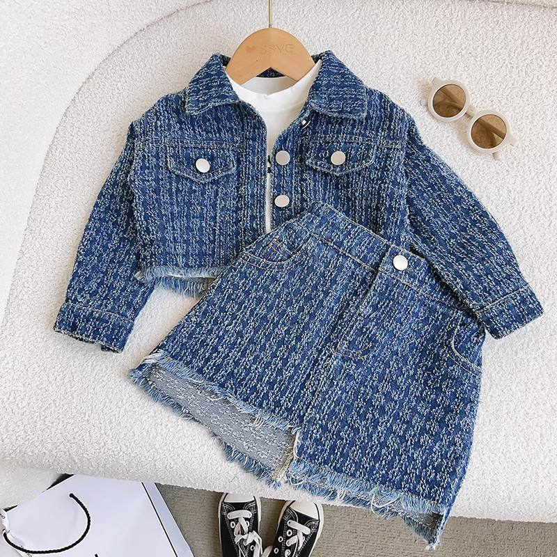 denim jacket and skirt two-piece set