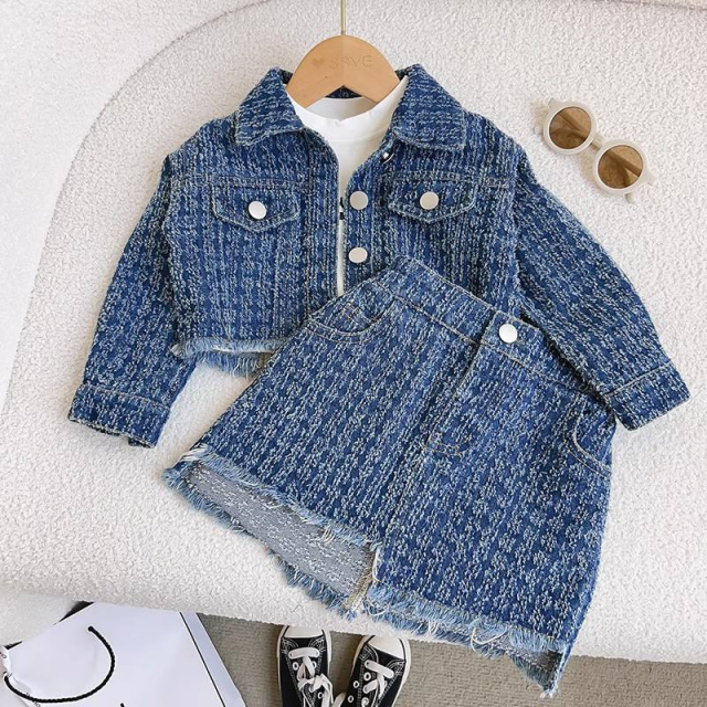 denim jacket and skirt two-piece set