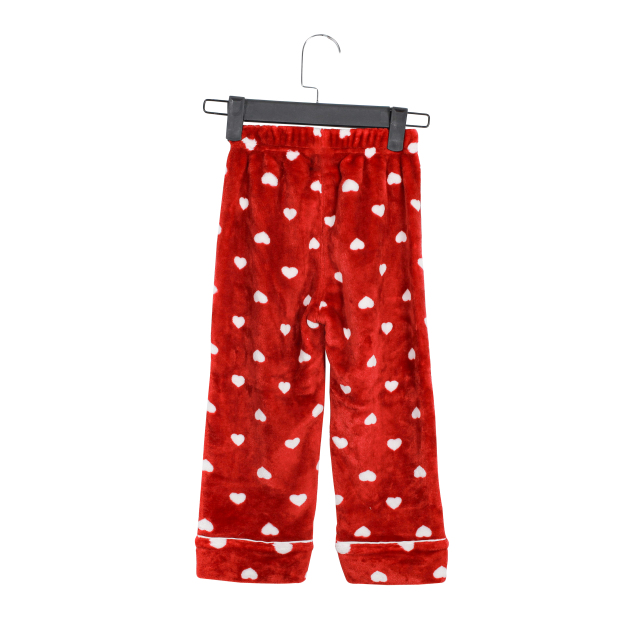100% Polyester Print Red Heart Pattern Red Flannel Pants for Girls