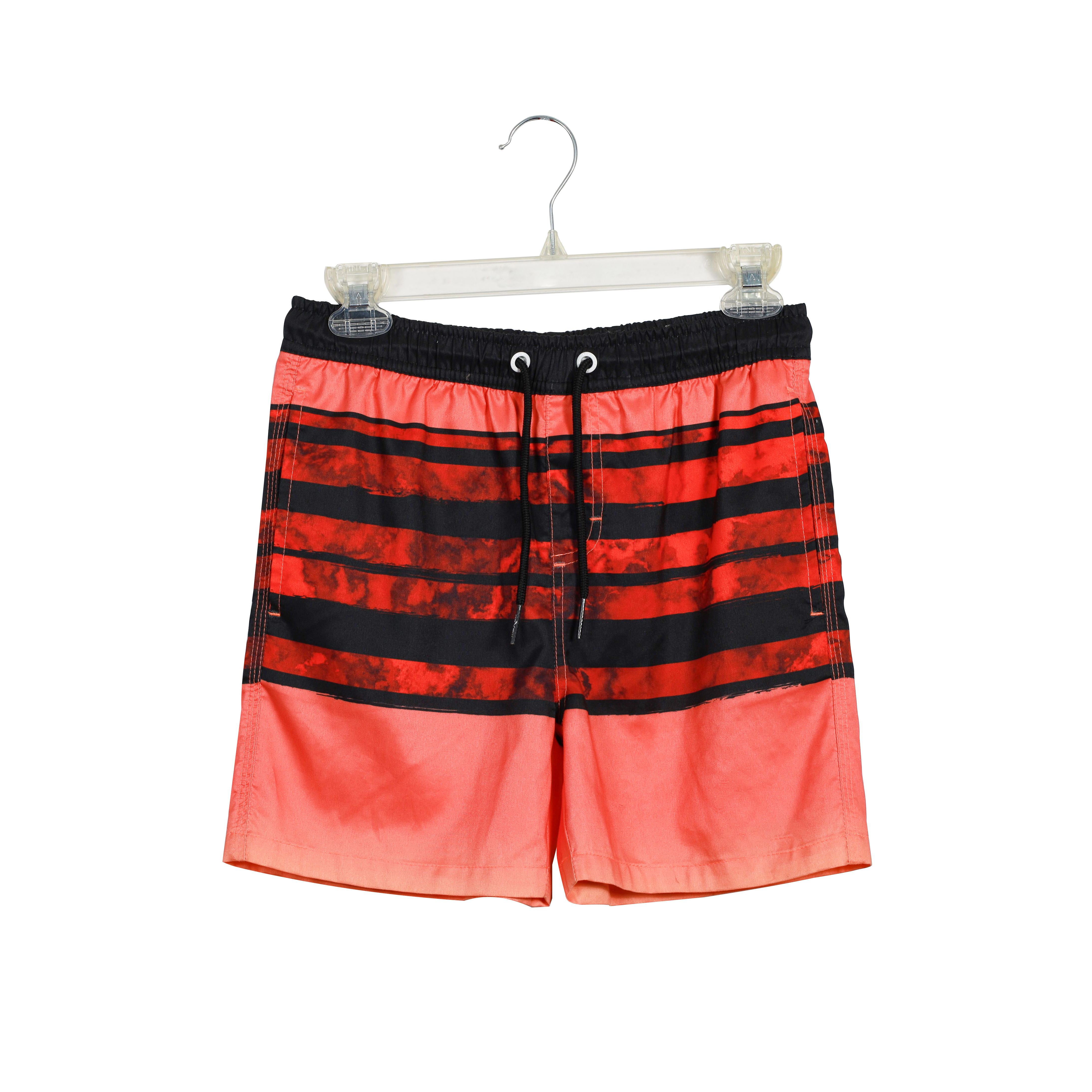 Summer 100% Cotton Trend New Fashion Red Print Beach Shorts for Man Rope Waistband