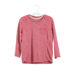 Spring Autumn 100% Cotton Garment Dye Embroidery Pink Knitted Shirt for Girls