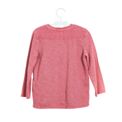 Spring Autumn 100% Cotton Garment Dye Embroidery Pink Knitted Shirt for Girls