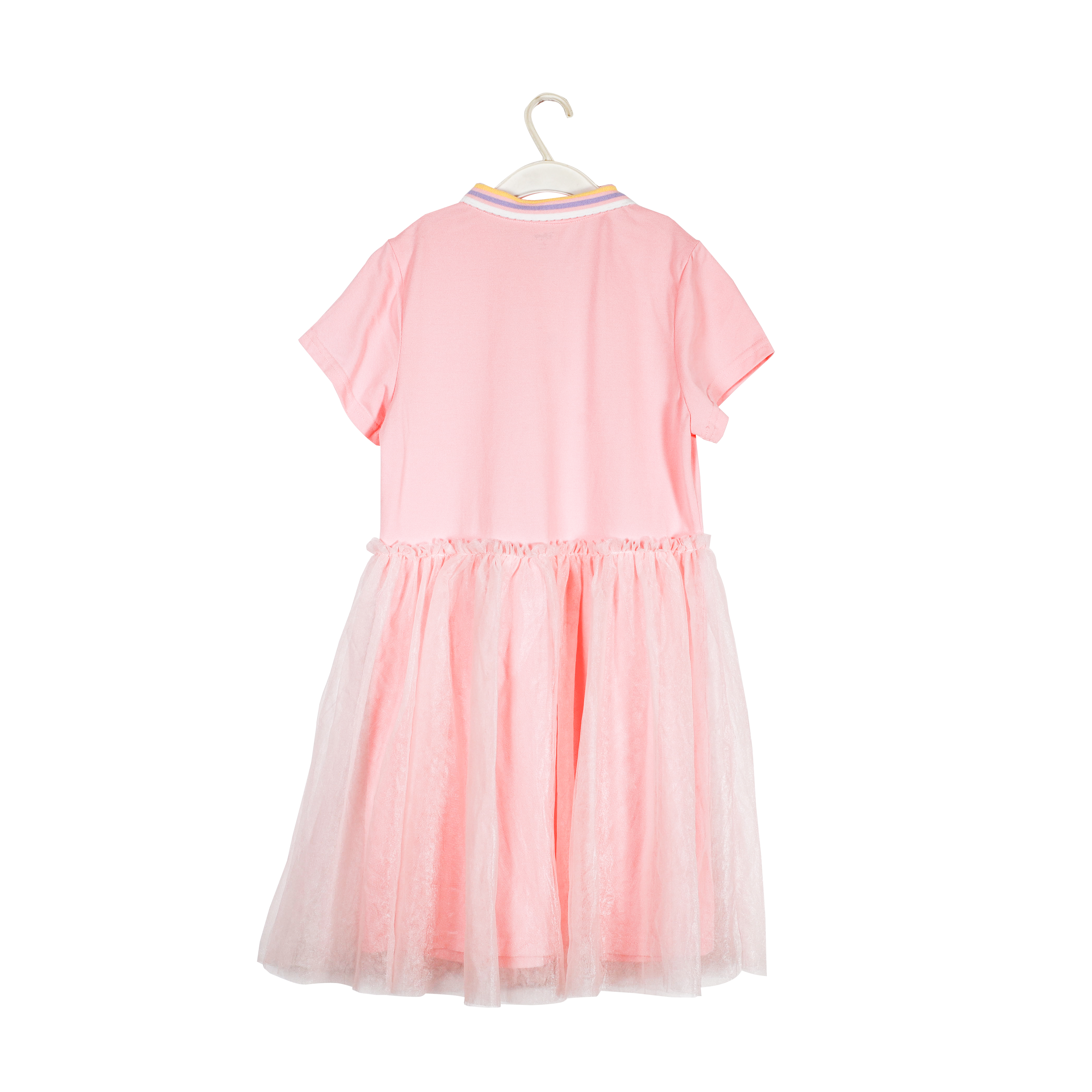 Spring/ Summer Trend New Fashion Popular Pink Flat-Knit Collar Dress for Girls