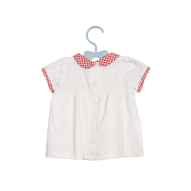Summer Trend New Fashion White Blouse with Heart-Printed Collar for Girls