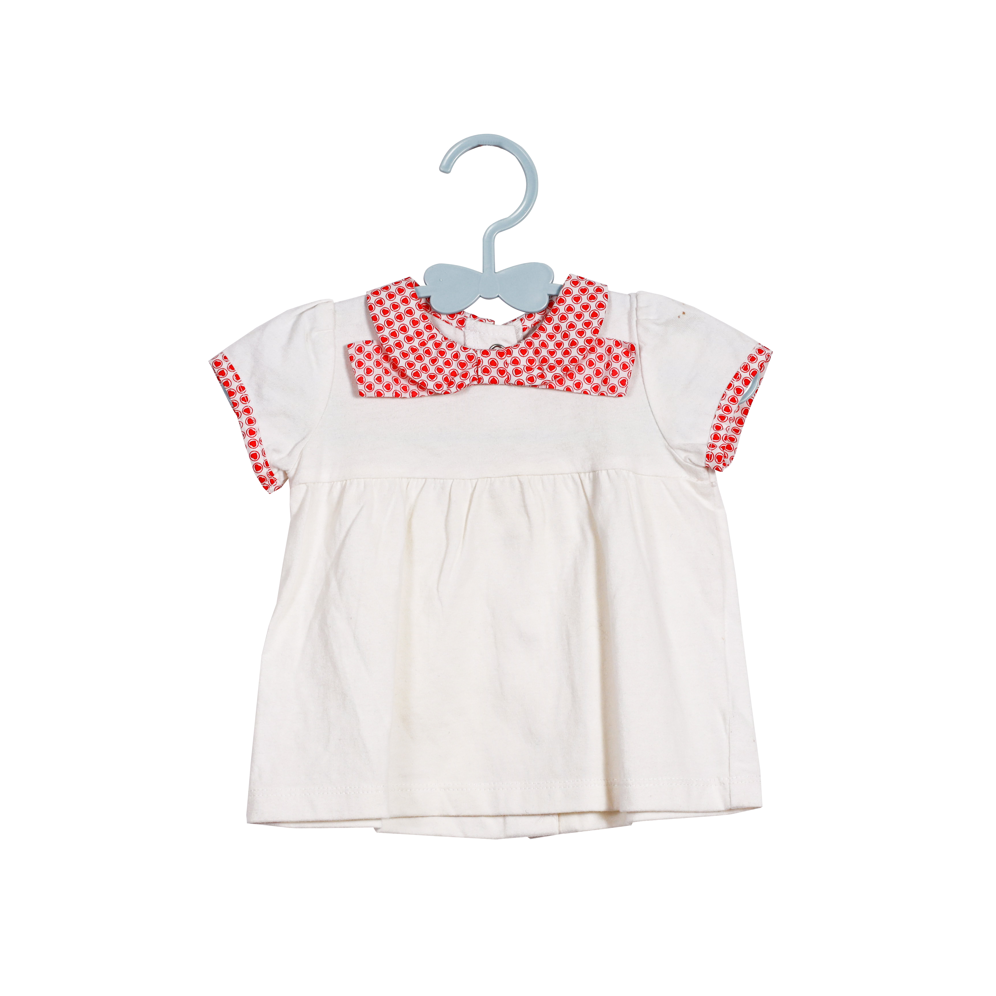 Summer Trend New Fashion White Blouse with Heart-Printed Collar for Girls