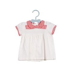 Summer Trend New Fashion White Blouse with Heart-Printed Collar for Girls