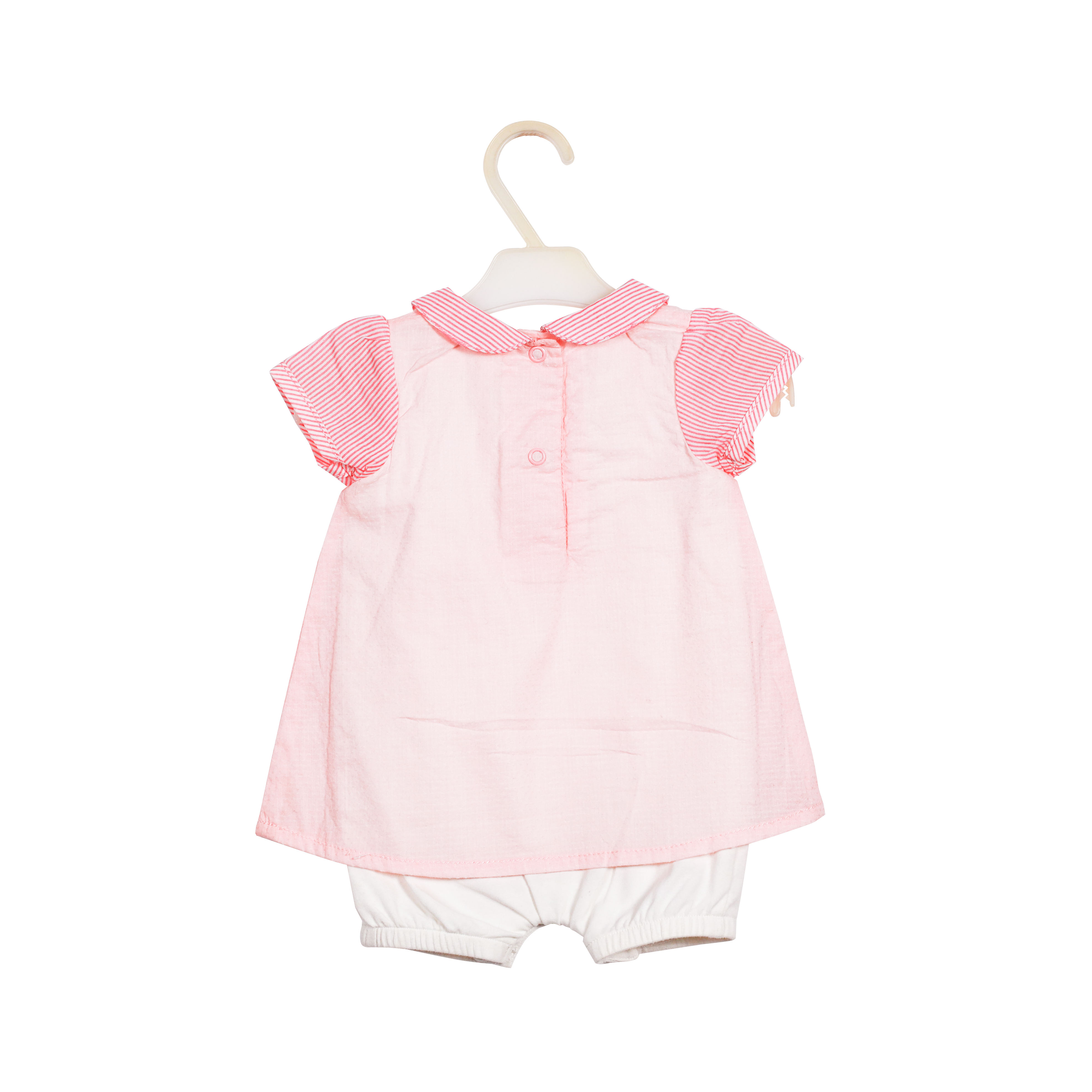 Summer Fashion Popular Embroidery Romper with Stripe Detailing for Girls