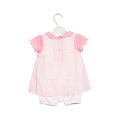 Summer Fashion Popular Embroidery Romper with Stripe Detailing for Girls