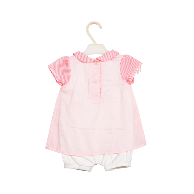 Summer Fashion Popular Embroidery Romper with Stripe Detailing for Girls