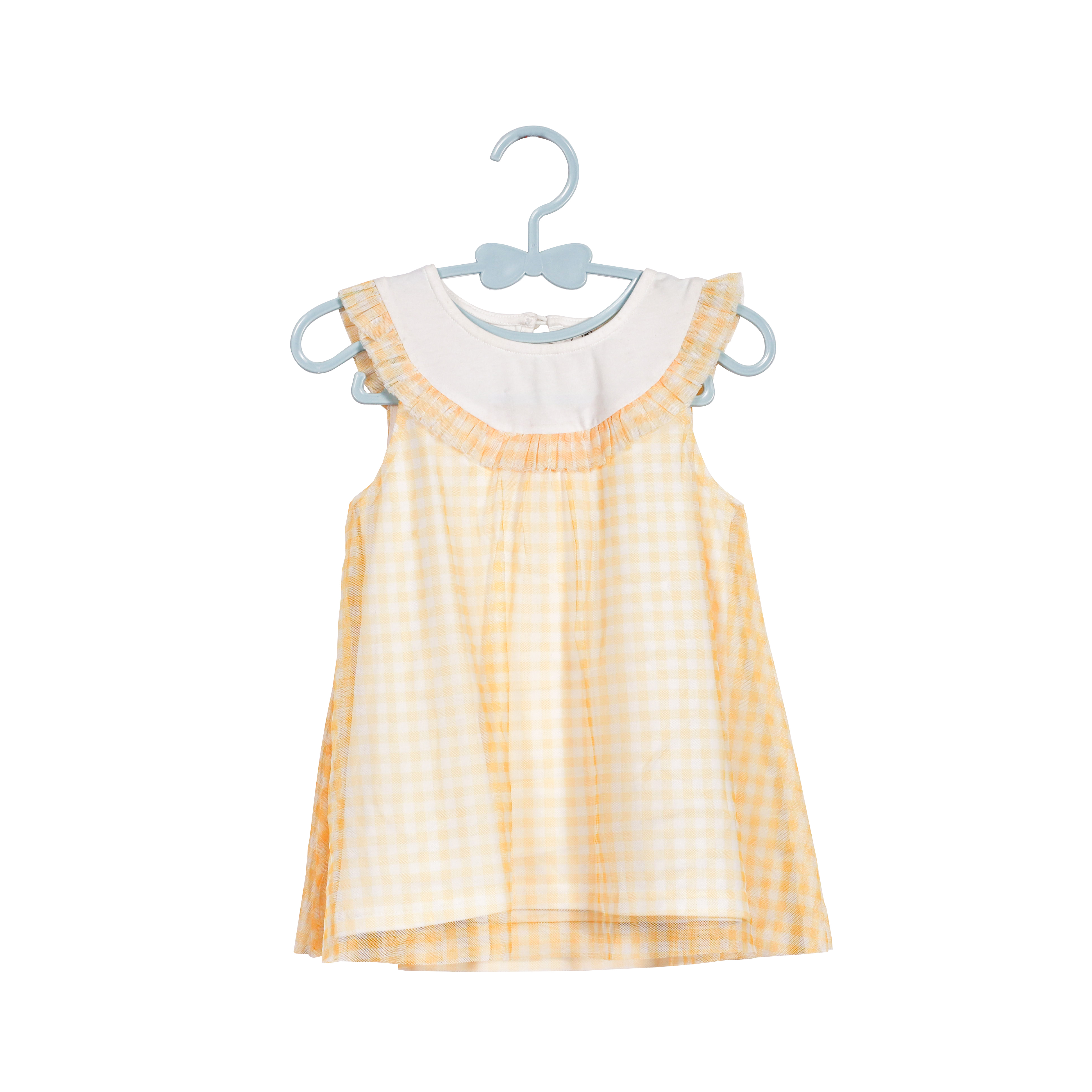 Summer Trend New Fashion Yellow Checked Jumper for Girls