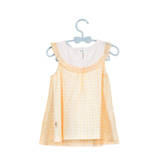 Summer Trend New Fashion Yellow Checked Jumper for Girls
