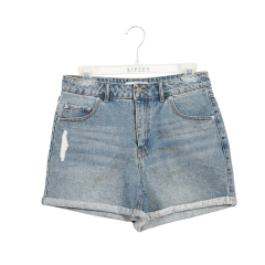 Summer Fashion Popular Rolled-Edge Denim Short for Girls