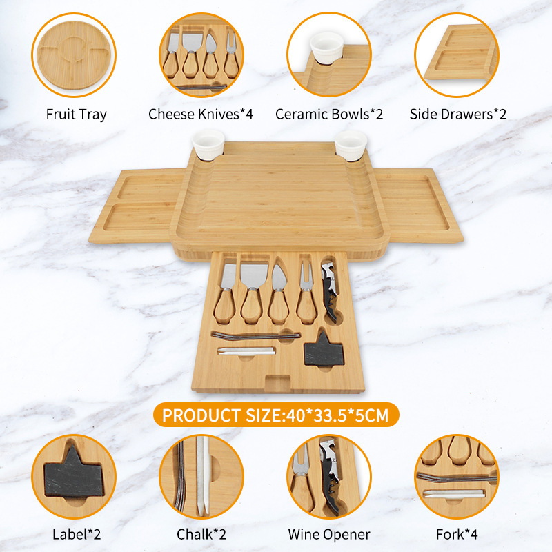 Bamboo Cheese Boards Charcuterie Boards Set