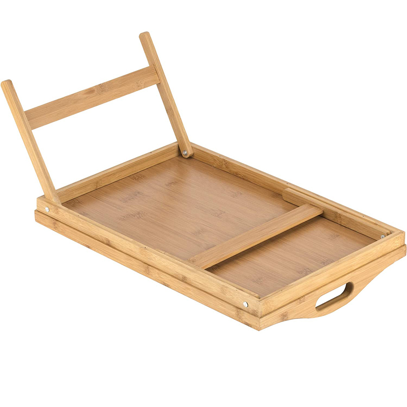 Large Bamboo Breakfast Tray with Folding Legs and Handles