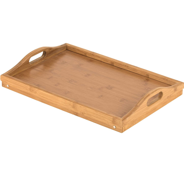 Large Bamboo Breakfast Tray with Folding Legs and Handles