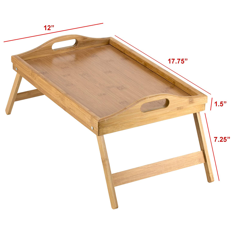 Large Bamboo Breakfast Tray with Folding Legs and Handles