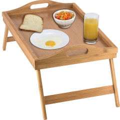 Large Bamboo Breakfast Tray with Folding Legs and Handles