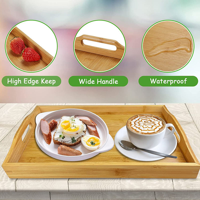 Bamboo Serving Tray with 2 Handles