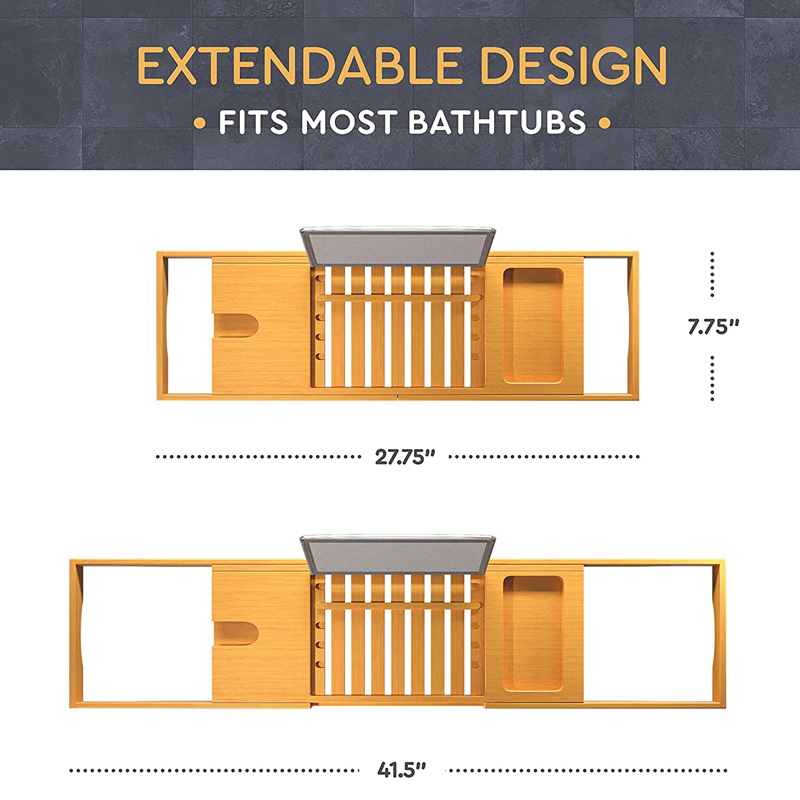 Luxury Bathtub Caddy Tray Bamboo Bathtub Tray Caddy
