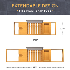 Luxury Bathtub Caddy Tray Bamboo Bathtub Tray Caddy