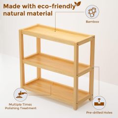 3 Tier Bamboo Storage Shelf Bathroom Countertop Organizer