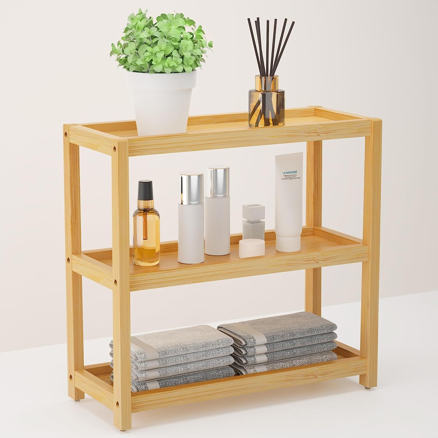 3 Tier Bamboo Storage Shelf Bathroom Countertop Organizer