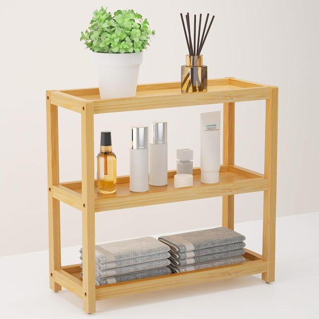 3 Tier Bamboo Storage Shelf Bathroom Countertop Organizer