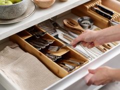Bamboo Silverware Drawer Organizer