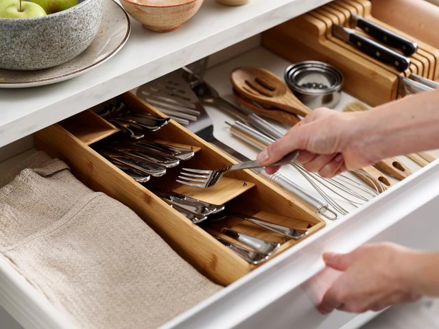 Bamboo Silverware Drawer Organizer