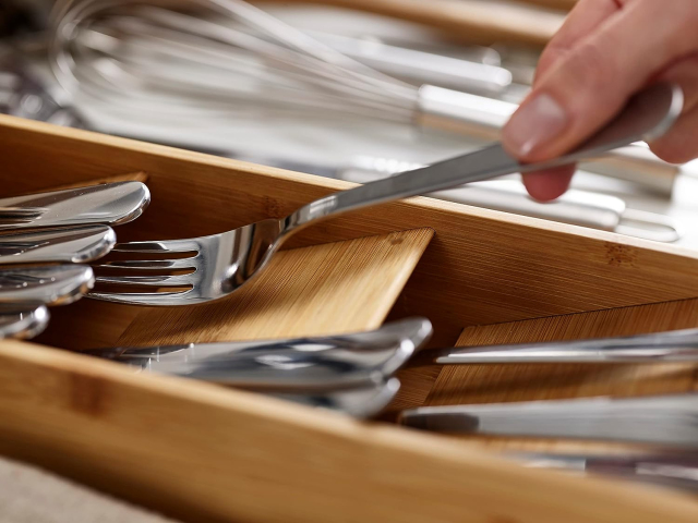 Bamboo Silverware Drawer Organizer