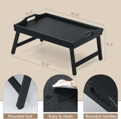 Bamboo Laptop Bed Table with Foldable Legs and Handles