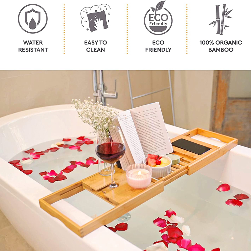 Luxury Bathtub Caddy Tray Bamboo Bathtub Tray Caddy